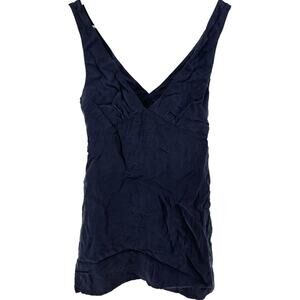 AFENDS Dress Tank Mini Deep V Neck Sleeveless Cami Zip Navy Blue XS